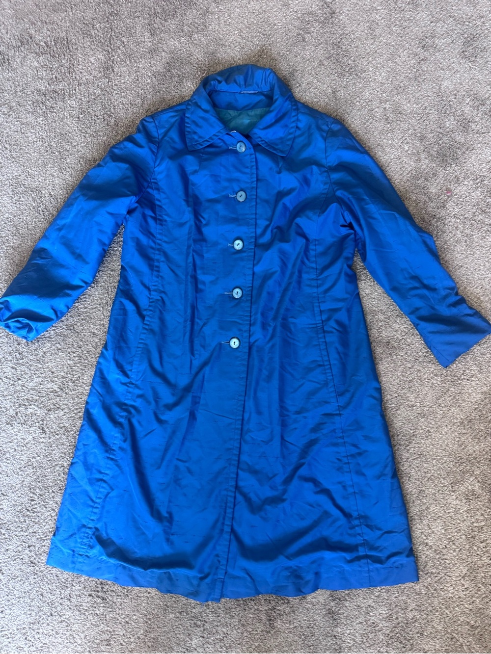 I. Magnin & Co VINTAGE Bright Blue Button-Front Trench Coat